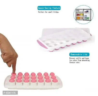 Non Sticky Silicone Pop Up Ice Tray with Lid - 21 Cubes
