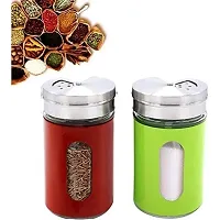 2 Piece Glass Salt and Pepper Sprinkler Shaker Container Combo Set for Kitchen Dinning Table - Multicolor-thumb3