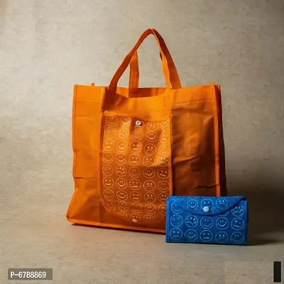 Multipurpose Foldable Reusable Smiley Printed Shopping Bag ndash; Set of 2-thumb3