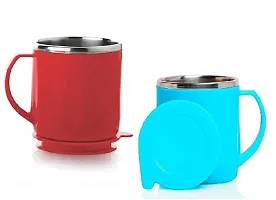 2 Piece Stainless Steel Tea Coffee Milk Mug Cup Insulated Double Wall Hot and Cold Mug with Lid 200 ML - Multicolor-thumb4