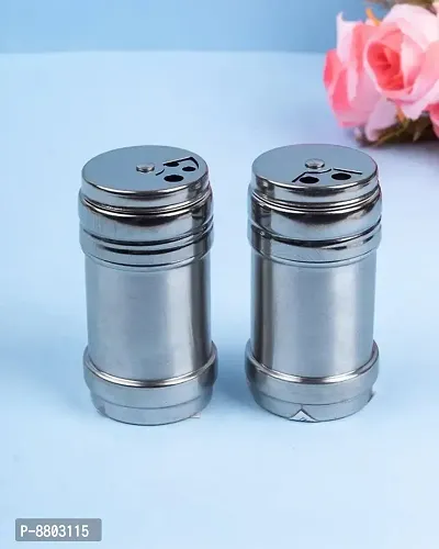 Stainless Steel Salt and pepper Shaker Set Herbs and Spice Dispenser Set Pack of 2-thumb0