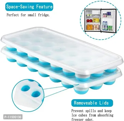 Ice Cube Mould Cavity Pop-Up Ice Cube Tray with Lid for Freezer 21 Cubes (Set of 2, Multicolor)-thumb4