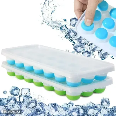 Ice Cube Mould Cavity Pop-Up Ice Cube Tray with Lid for Freezer 21 Cubes (Set of 1, Multicolor)-thumb3