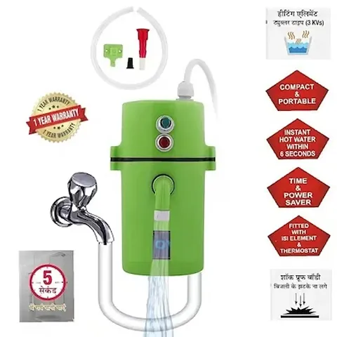 Portable Instant Hot Water Geyser Heater ABS Body Shock Proof 1 Litre With 1 Year Warranty - Multicolor