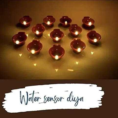 6 Piece Led Diya Flameless Electric Water Sensor Diya