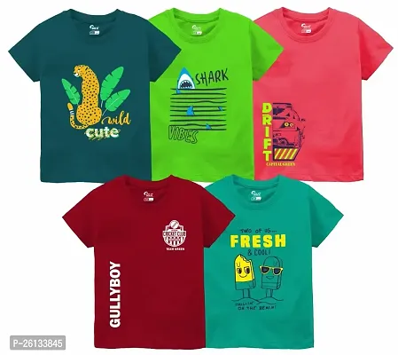 DOLU BOLU Boys Cotton T Shirt Combo Pack of 5-thumb0