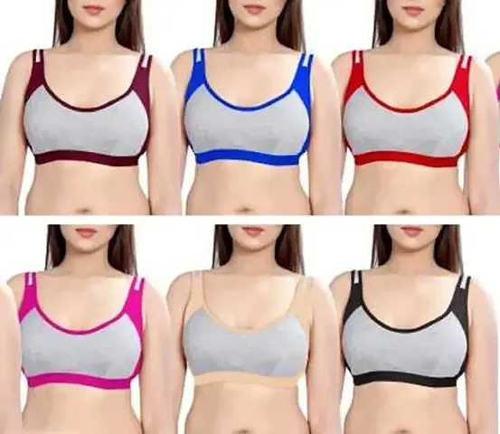 Caracal Women's Cotton Seamless Sports Non- Padded Wire Free Full Coverage Bra for Daily Use