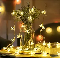 VOFFY Crystal Flower Lights 16 LED Flashing Mini Flower 3 Meter Tail Plug Connectable Cherry Novelty Lights for Party/Patio/Wedding/Diwali/Waterproof Indoor and Outdoor Flower Lights (Warm White)-thumb2