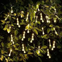 VOFFY String Water Drop 18 LED Lights 8 Meter Bulb Globe Shape Outdoor Fairy Light Shape of Waterdrop/Teardrop/Raindrop Lighting Decor for Home Garden,Diwali,Patio,Christmas,Wedding (Warm White)-thumb1