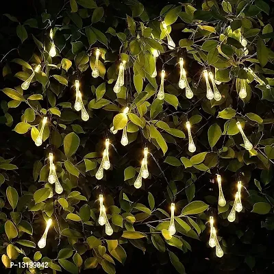 VOFFY String Water Drop 18 LED Lights 8 Meter Bulb Globe Shape Outdoor Fairy Light Shape of Waterdrop/Teardrop/Raindrop Lighting Decor for Home Garden,Diwali,Patio,Christmas,Wedding (Warm White)-thumb2