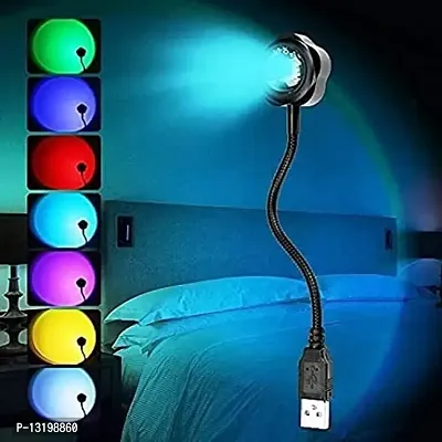 Omfoo USB Night Lights 360 Degree Rotation Sunset Lamp Projector 7 Colors + 13 Functional Modes, USB, Red Light for Product Photo Shoot  Car Interior Ceiling, Dining Room, Bedroom, Party (R13)-thumb0