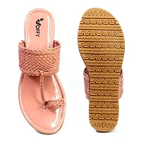 VOFFY Women's Flip-Flops Flat Slippers with Style for Women & Girls - Stylish Footwear | Suitable for Casual Stylish Latest Fashion Netted Strap Flat Slippers For Women & Girls (Piche, numeric_4)-thumb2