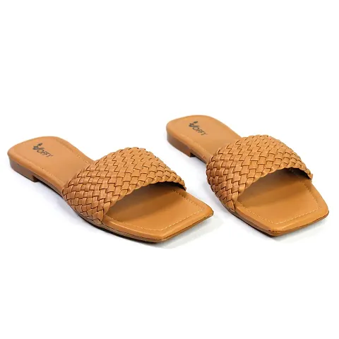 VOFFY Women Flat Sandals for Summer Comfortable & Soft Flats Trendy Two Strap Design Women Fashion Sandal Outdoor, Travel Sleeper for Women & Grils