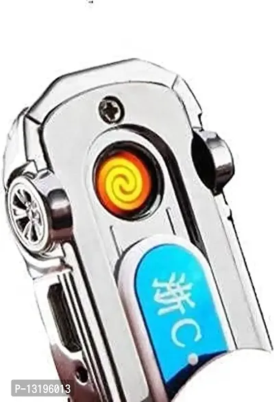 VOFFY Store Slides Car Cigarette Lighter USB Rechargeable Windproof Key Chain Smoking Lighter Mini Car Shape Metal Smart Electronic Cigarette Lighter Multifunctional