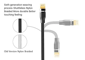 BRANDSUN Premium 3.0 Amp 3 in 1 Charging Cable with Nylon Braided Unbreakable Fast Multi Charging Cable for Type-C, Micro USB and iOS Pins for All Smartphones, 1.2 m Long-thumb2