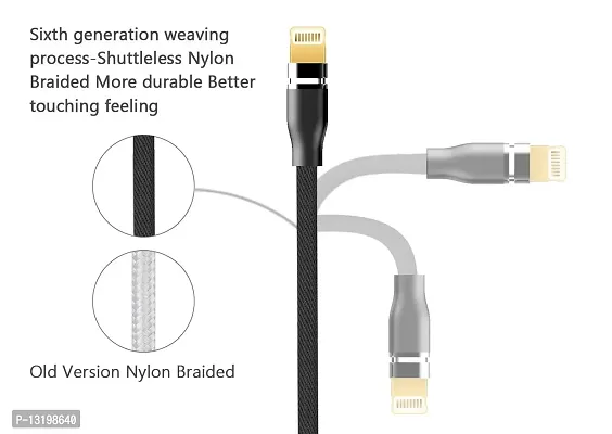 BRANDSUN Premium 3.0 Amp 3 in 1 Charging Cable with Nylon Braided Unbreakable Fast Multi Charging Cable for Type-C, Micro USB and iOS Pins for All Smartphones, 1.2 m Long-thumb3