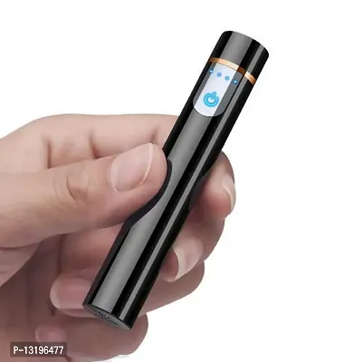 VOFFY 2022 Universal Cigarette Lighter for Cigarette with Smart Touch Sensor Mini Electric USB Rechargeable Stylish Lighter Pencil Shape( Black)-thumb2