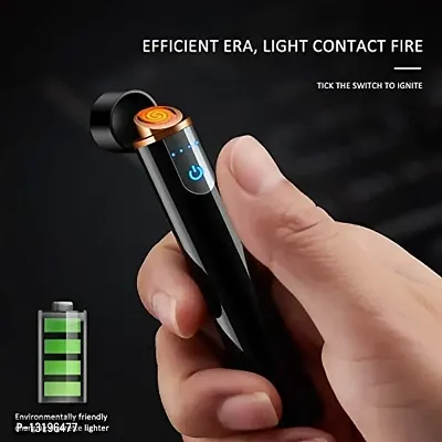 VOFFY 2022 Universal Cigarette Lighter for Cigarette with Smart Touch Sensor Mini Electric USB Rechargeable Stylish Lighter Pencil Shape( Black)-thumb3