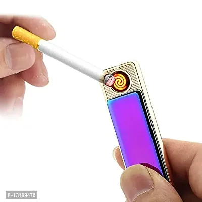 VOFFY Dual Coil USB Electric Lighter Rechargeable Windproof Coil Slim Lighter Slider Pocket Size Gadget Cigarette, Mini Cigar Coil Stylish Fancy Lighter-thumb0