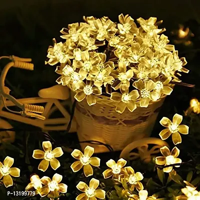 VOFFY Flower LED Lights Waterproof Flower 16 LED Fairy Flexible Light, for Home Decoration, Diwali, Pooja Room, Festival Indoor and Outdoor Flower Lights (14 Feet, Warm White)-thumb0