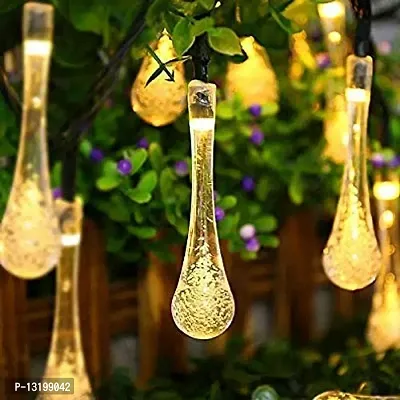 VOFFY String Water Drop 18 LED Lights 8 Meter Bulb Globe Shape Outdoor Fairy Light Shape of Waterdrop/Teardrop/Raindrop Lighting Decor for Home Garden,Diwali,Patio,Christmas,Wedding (Warm White)-thumb3