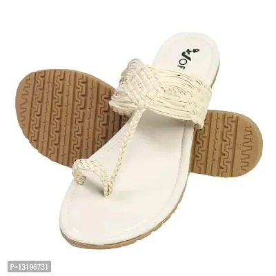 VOFFY? Professional Women's  Girls' Comfort Flat Sandals (Cream, numeric_4)-thumb0