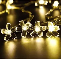 VOFFY Crystal Flower Lights 16 LED Flashing Mini Flower 3 Meter Tail Plug Connectable Cherry Novelty Lights for Party/Patio/Wedding/Diwali/Waterproof Indoor and Outdoor Flower Lights (Warm White)-thumb1