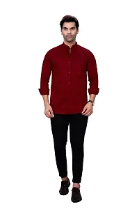 Sky Global Men's Regular Fit Mandarin Collor Cotton Shirt-thumb1