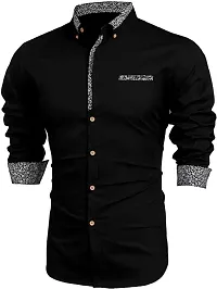 Stylish Black Cotton Casual Shirt For Men-thumb2