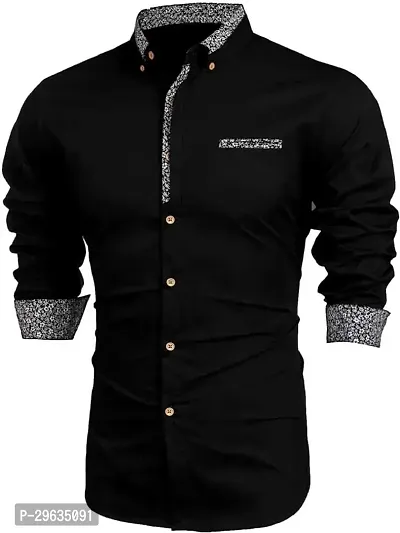 Stylish Black Cotton Casual Shirt For Men-thumb3