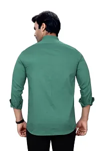 Stylish Green Cotton Casual Shirt For Men-thumb1