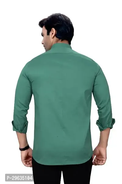 Stylish Green Cotton Casual Shirt For Men-thumb3