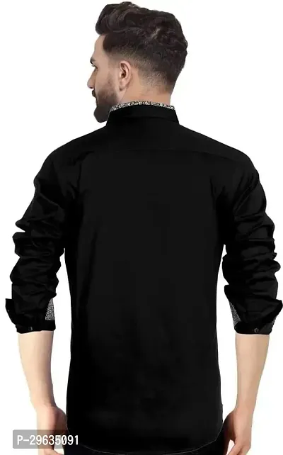 Stylish Black Cotton Casual Shirt For Men-thumb2