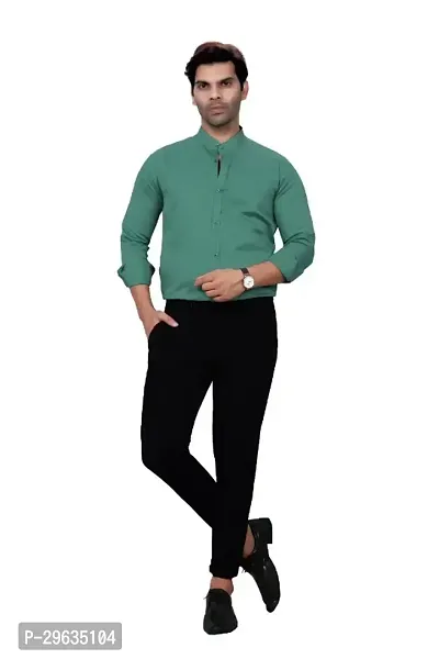 Stylish Green Cotton Casual Shirt For Men-thumb0