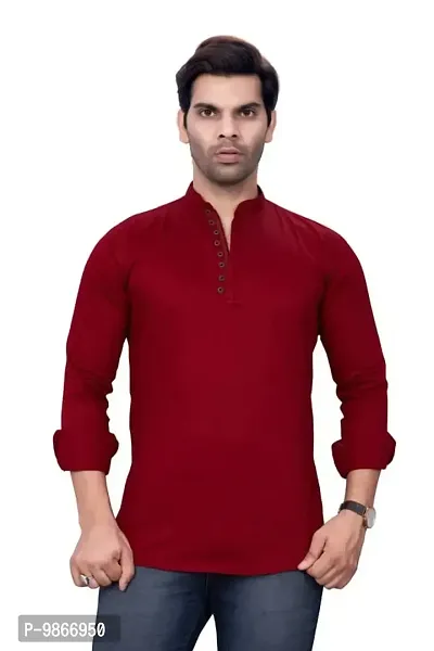 Sky Global Men's Regular Fit Fullsleeves Cotton Kurta Maroon