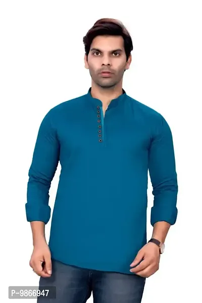 Sky Global Men's Regular Fit Fullsleeves Cotton Kurta Turquoise-thumb0