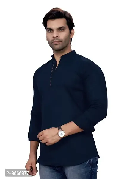 Sky Global Men's Regular Fit Fullsleeves Cotton Kurta DarkBlue-thumb5