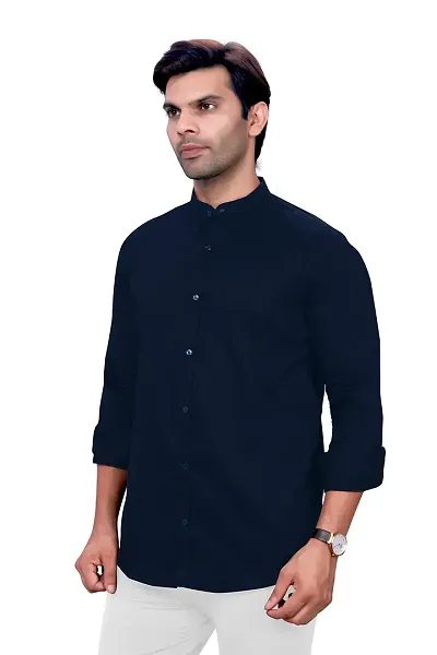 Sky Global Men's Regular Fit Mandarin Collor Cotton Shirt