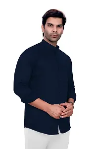 Stylish Navy Blue Cotton Casual Shirt For Men-thumb2