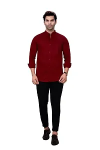 Stylish Maroon Cotton Casual Shirt For Men-thumb1