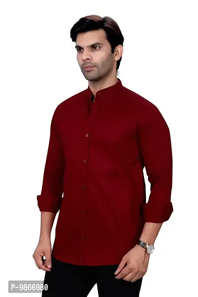 Sky Global Men's Regular Fit Mandarin Collor Cotton Shirt-thumb4