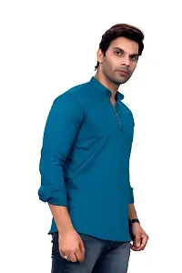 Sky Global Men's Regular Fit Fullsleeves Cotton Kurta Turquoise-thumb1