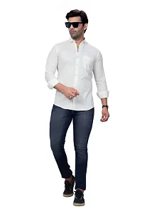 Sky Global Men's Cotton Regular Fit Fullsleeves Fomal Shirt White-thumb2