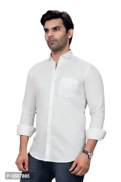 Sky Global Men's Cotton Regular Fit Fullsleeves Fomal Shirt White-thumb5