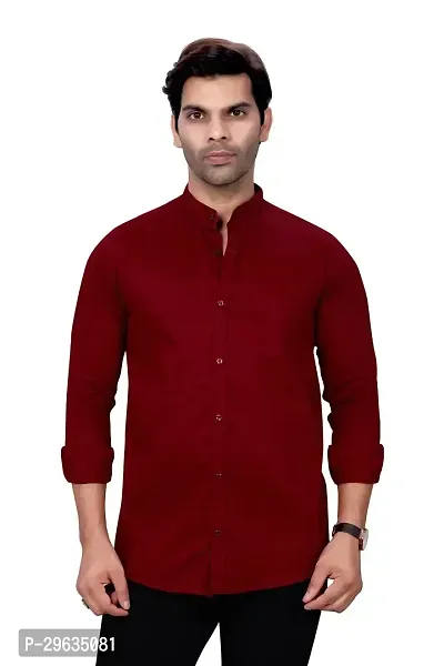 Stylish Maroon Cotton Casual Shirt For Men-thumb0