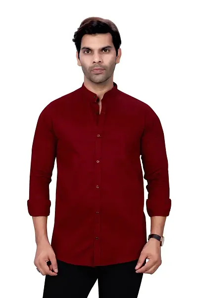 Global Men's Regular Fit Mandarin Collor Shirt