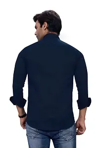 Stylish Navy Blue Cotton Casual Shirt For Men-thumb4