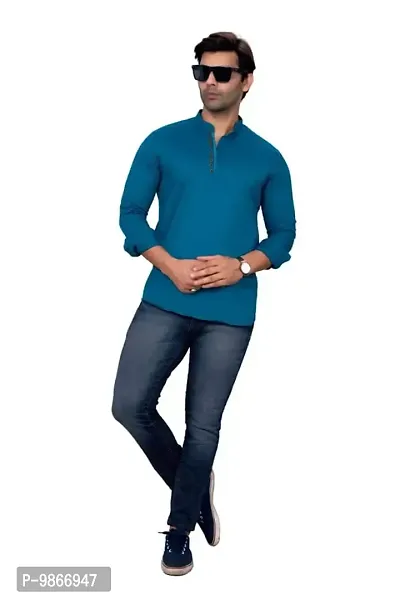 Sky Global Men's Regular Fit Fullsleeves Cotton Kurta Turquoise-thumb3