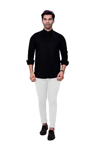 Sky Global Men's Regular Fit Mandarin Collor Cotton Shirt-thumb2