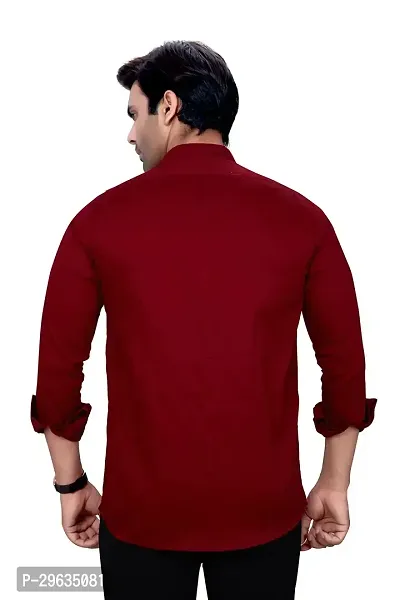 Stylish Maroon Cotton Casual Shirt For Men-thumb3